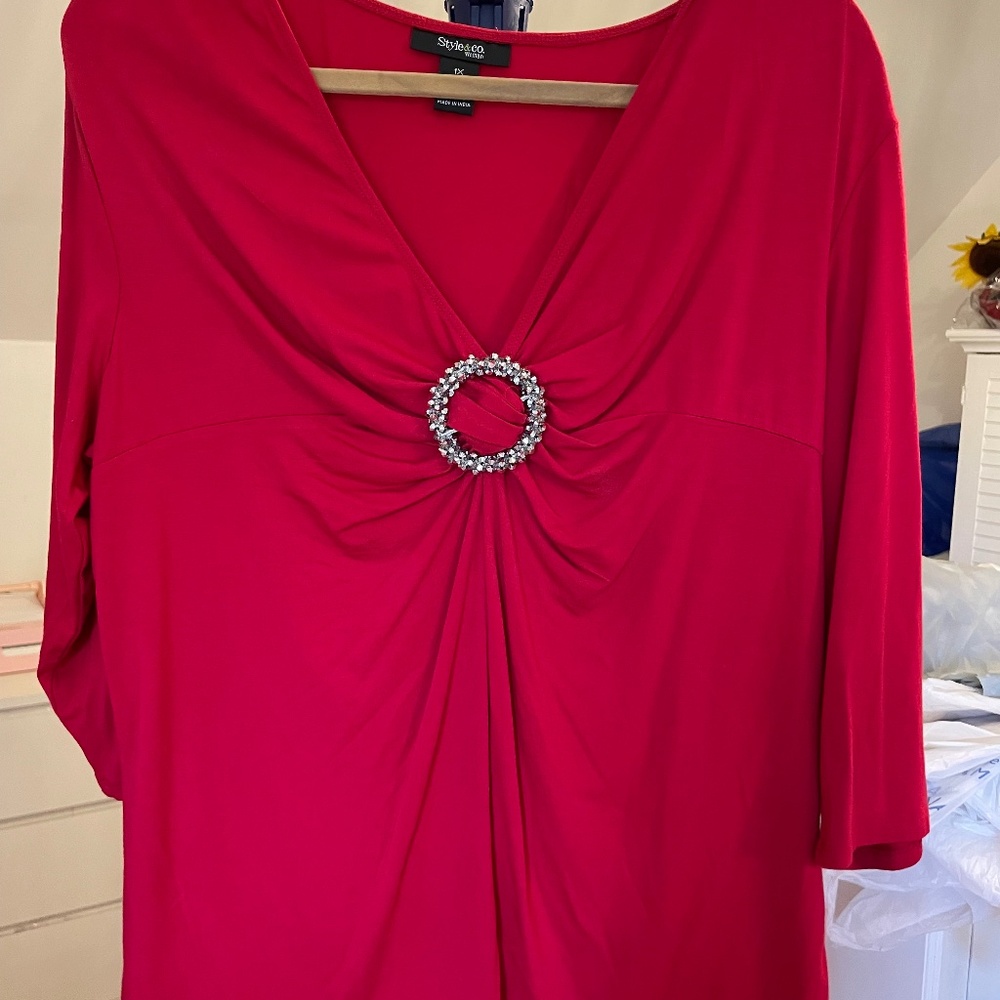Style & Co. Red Blouse/Top